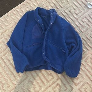 Free People Hit The Slopes Fleece Jacket Color: Sapphire Size: Medium No flaws